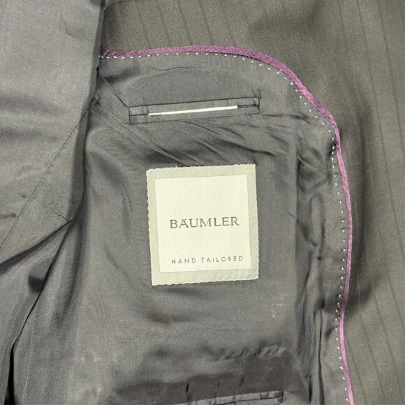 Baumler Loro Piana Suit 130s Four Seasons Wool Striped 2pc Grey 48R 42x30 - Picture 9 of 15